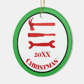 赤い大工ツール2025クリスマス セラミックオーナメント (左)