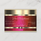 赤い大理石とダイヤモンドで金色に輝く目 名刺 (裏面)