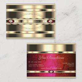 赤い大理石とダイヤモンドで金色に輝く目 名刺