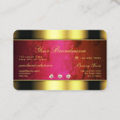 赤い大理石とダイヤモンドを使用したグラマラスなフェイクゴールデン 名刺 (裏面)