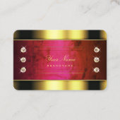 赤い大理石とダイヤモンドを使用したグラマラスなフェイクゴールデン 名刺 (正面)
