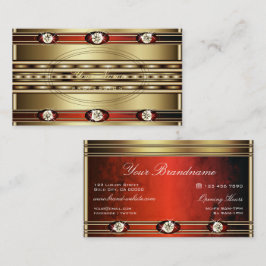 赤い大理石とダイヤモンドを使用したラグジュアリーフェイクな黄金 名刺