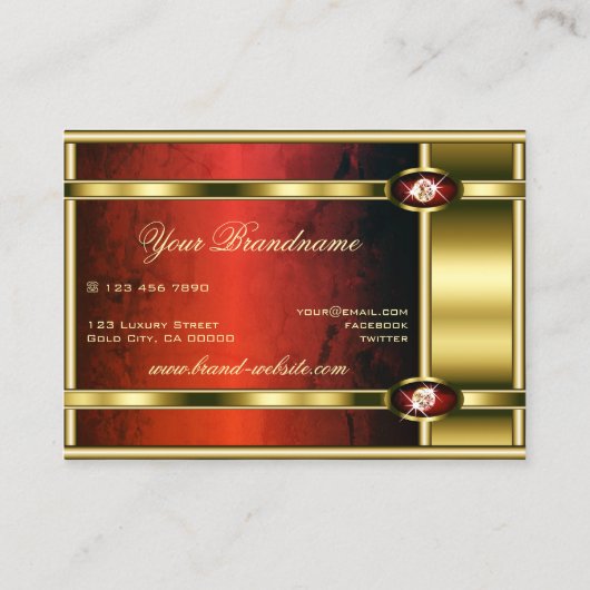 赤い大理石とダイヤモンドを使用したラグジュアリーフェイクな黄金 名刺 (裏面)