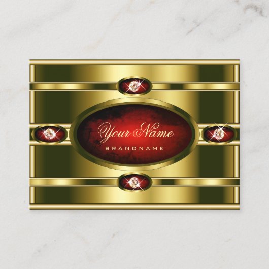 赤い大理石とダイヤモンドを使用したラグジュアリーフェイクな黄金 名刺 (正面)