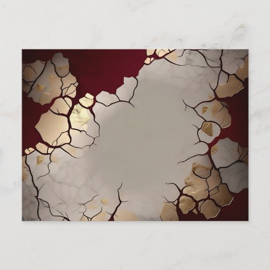 赤い大理石と銀と金ゴールド ポストカード (正面)