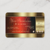 赤い大理石の模様とダイヤモンドが入ったラグジュアリーゴールデン 名刺 (裏面)