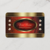 赤い大理石の模様とダイヤモンドが入ったラグジュアリーゴールデン 名刺 (正面)