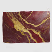 赤い大理石の金ゴールド ゴルフタオル (横)