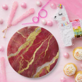 赤い大理石の金ゴールド ペーパープレート (パーティー)