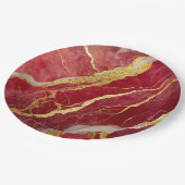 赤い大理石の金ゴールド ペーパープレート (アングル)