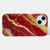 赤い大理石の金ゴールド Case-Mate iPhoneケース (裏面 (横))