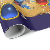 赤い天使、金ゴールド、宝石で青いフローラの羊皮紙 ラッピングペーパー (ロールコーナー)