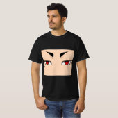 赤い太いアニメの目のメンズTシャツ Tシャツ (正面フル)