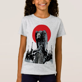 赤い太陽とビンテージカーの上のハゲタカ Tシャツ