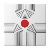 赤い太陽と世紀中頃の黒と白のアーチ タイル (正面)