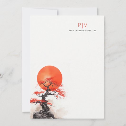 赤い太陽と古ざくら 結婚式 日時を記録しよう セーブザデート (裏面)