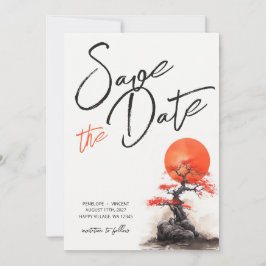 赤い太陽と古桜の結婚式 Save the Date セーブザデート