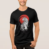 赤い太陽と白い虎の芸術的デザイン トライブレンドＴシャツ (正面)