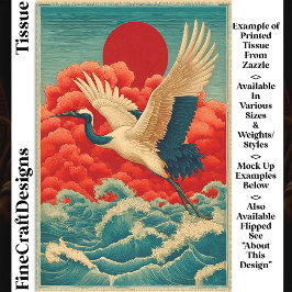 赤い太陽の下の波の上にクレーンDQ9Lデコページ 薄葉紙