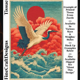 赤い太陽の下の波の上にクレーンDQ9Rデコページ 薄葉紙