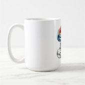 赤い太陽の波デザイン - 日本のサッカー猫 コーヒーマグカップ (左)