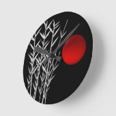 赤い太陽の白黒の禅 ラウンド壁時計 (傾斜)