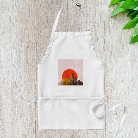 赤い太陽の街並みがある都市グランジスカイライン スタンダードエプロン