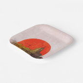 赤い太陽の街並みがある都市グランジスカイライン ペーパープレート (傾斜あり)