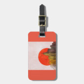 赤い太陽の街並みがある都市グランジスカイライン ラゲッジタグ (正面縦)