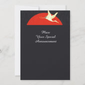 赤い太陽日本の、ク飛んでいるレーン、黒い波 招待状 (裏面)