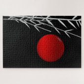 赤い太陽白黒禅の腰枕 ジグソーパズル (横)