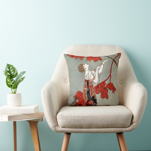 赤い夫人アールデコのデザイン クッション (椅子)