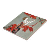 赤い夫人アールデコのデザイン タイル (側面)