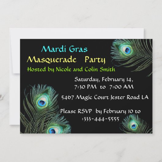 赤い女とコックの羽根のついた道化師の仮面 招待状 (裏面)