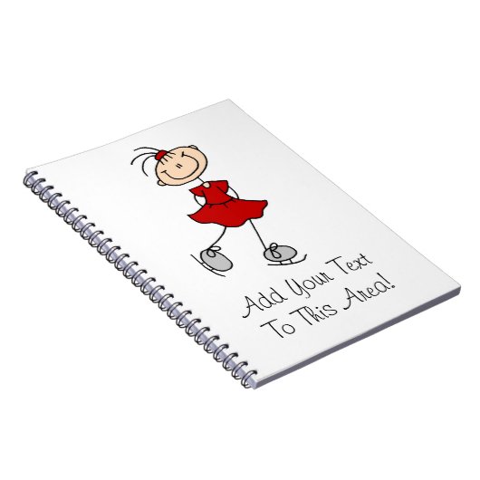 赤い女の子のアイススケーターのTシャツおよびギフト ノートブック (右側)