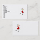 赤い女の子のアイススケーターのTシャツおよびギフト 名刺 (正面/裏面)