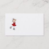 赤い女の子のアイススケーターのTシャツおよびギフト 名刺 (裏面)