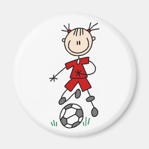 赤い女の子のサッカーの選手の磁石 マグネット