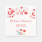 赤い女の子の星が赤ちゃんのシャワーを振りかける スタンダードカクテルナプキン (正面)