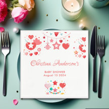 赤い女の子の星が赤ちゃんのシャワーを振りかける