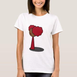赤い女の子の歩く Tシャツ