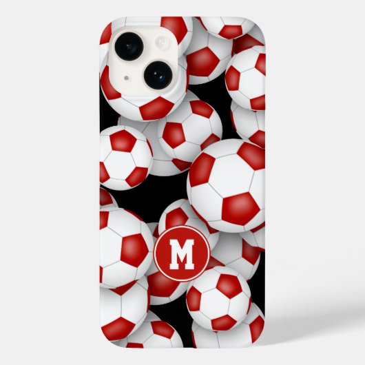 赤い女の子サッカーボールのパターンモノグラムの Case-Mate iPhoneケース (裏面)