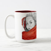 赤い女の子1のマグ ツートーンマグカップ (左)