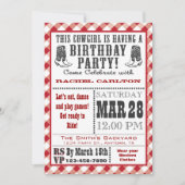 赤い女性のカーボーイの誕生日の招待状 招待状 (正面)