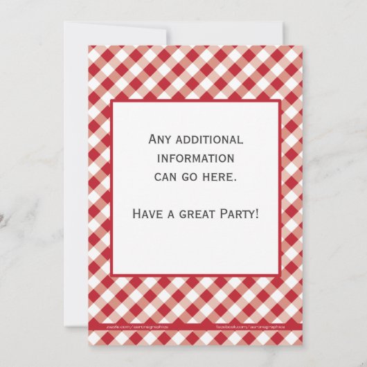 赤い女性のカーボーイの誕生日の招待状 招待状 (裏面)