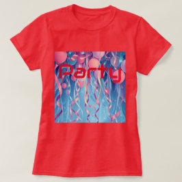 赤い女性のパーティーTシャツ Tシャツ
