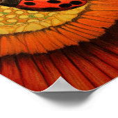 赤い女性の《植物》百日草 ポスター (角)