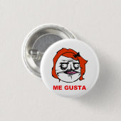 赤い女性私Gustaの喜劇的な激怒の顔のミーム 缶バッジ (正面&裏面)