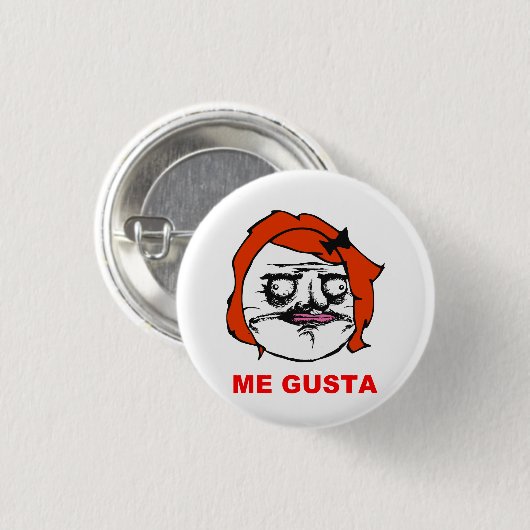 赤い女性私Gustaの喜劇的な激怒の顔のミーム 缶バッジ (正面&裏面)