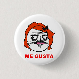 赤い女性私Gustaの喜劇的な激怒の顔のミーム 缶バッジ